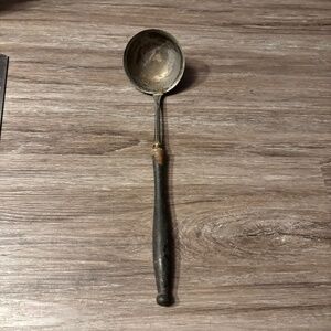 Antique pewter ladle with wooden handle